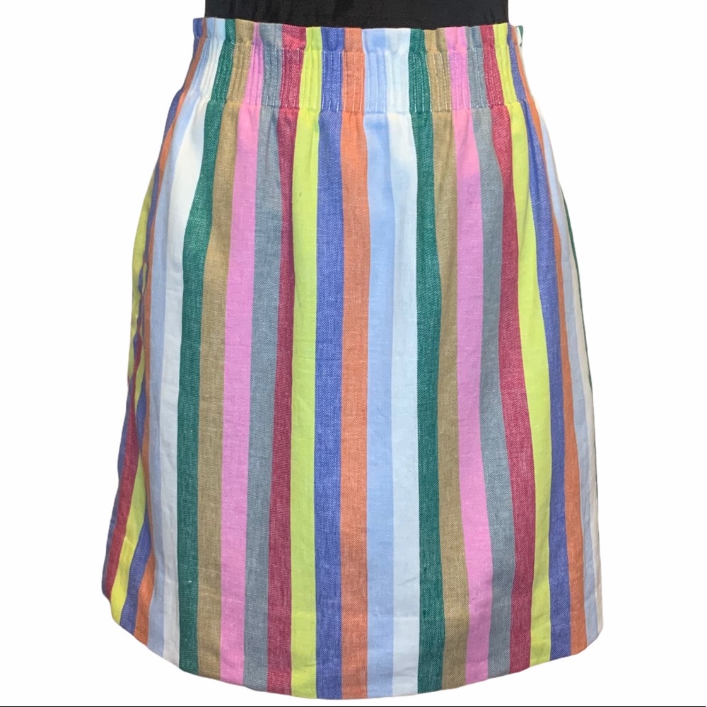 J. Crew Colorful Striped Paperbag Waist Skirt